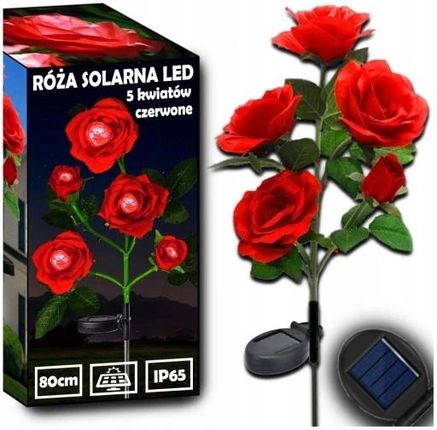 Lampa Solarna Ogrodowa Wbijana Led Róża 80cm Lampki Solarne Sztuczne Kwiaty