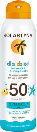 KOLASTYNA Transparentny spray ochronny na suchą i mokrą skórę dla dzieci SPF 50, 150 ml 