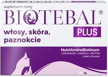 Biotebal Plus włosy, skóra, paznokcie 40 tabletek (30+10)
