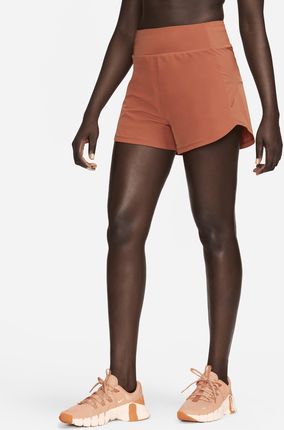Damskie spodenki z wysokim stanem i wszytą bielizną do fitnessu Dri-FIT Nike Bliss 7,5 cm - Pomarańczowy
