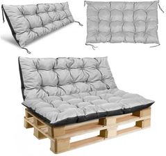 Aio Factory Poduszka Ogrodowa 120 80Cm + 40Cm Na Ławkę Palety Wodoodporna Jasnoszara