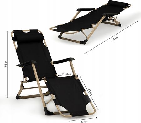 Modernhome Leżak Fotel Ogrodowy Plażowy Składany 2W1 Leżanka