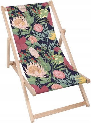 Dreamroots Leżak Plażowy Składany Blooming Flowers Z Regulacją Oparcia