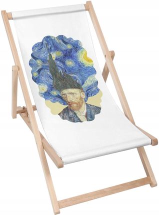 Dreamroots Leżak Składany Młodzieżowy Van Gogh Cloud Plażowy Z Regulacją Oparcia