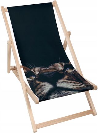 Dreamroots Leżak Ogrodowy Składany Plażowy Tiger Nadruk Kot