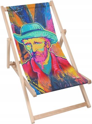 Leżak Drewniany Van Gogh Plażowy Art Na Ogród Taras Vintage
