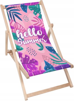 Dreamroots Leżak Drewniany Składany Plażowy Hello Summer Z Regulacją Oparcia