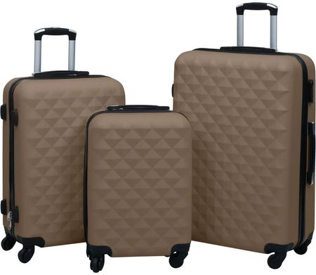 Zestaw twardych walizek na kółkach, 3 szt., brązowy, ABS