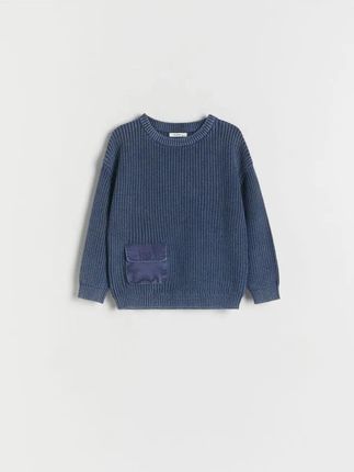 Reserved - Bawełniany sweter - granatowy