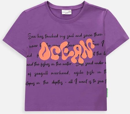 T-shirt z krótkim rękawem fioletowy z napisami na przodzie