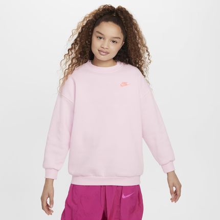 Bluza dresowa dla dużych dzieci (dziewcząt) o kroju oversize Nike Sportswear Club Fleece - Różowy