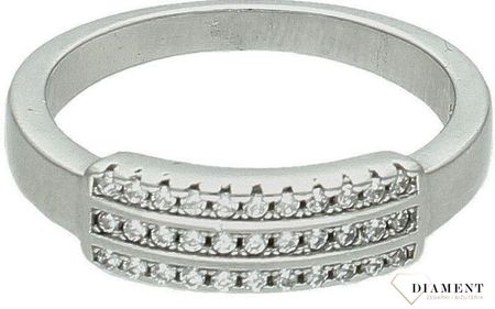 Srebrny pierścionek damski 925 z pasmami cyrkonii rozmiar 17
