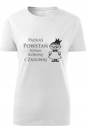 Koszulka T-shirt damska D529 Mała MI Padłaś Powstań biała rozm XL