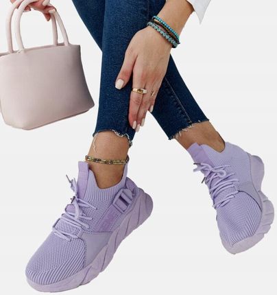 Sportowe buty damskie fioletowe lekkie materiałowe 28125 rozmiar 38