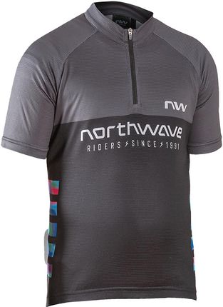 Koszulka Rowerowa Dziecięca Northwave Force Evo Jr Czarny-Szary