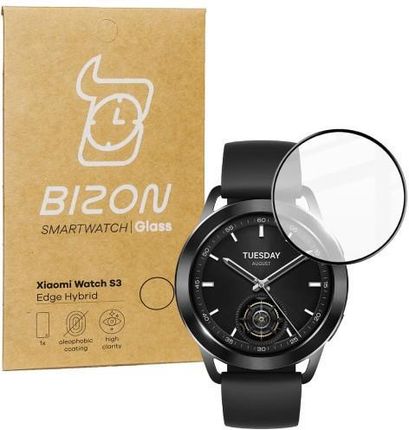 Bizon Szkło Hybrydowe Glass Watch Edge Hybrid Dla Xiaomi S3 47 Mm Czarne