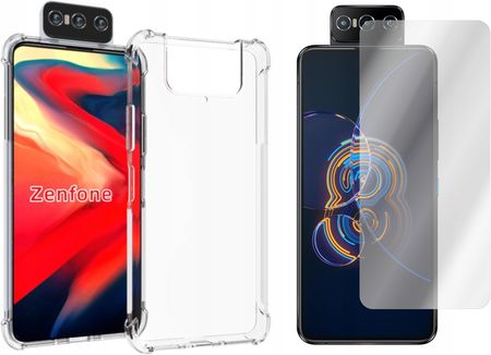 Gsm Hurt Etui Do Asus Zenfone 8 5G Flip Jelly Anti Shock Bezbarwne Pokrowiec I Szkło