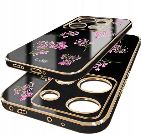 Case Etui Do Xiaomi Redmi Note 13 Pro 5G Glamour Złotą Ramką Szkło