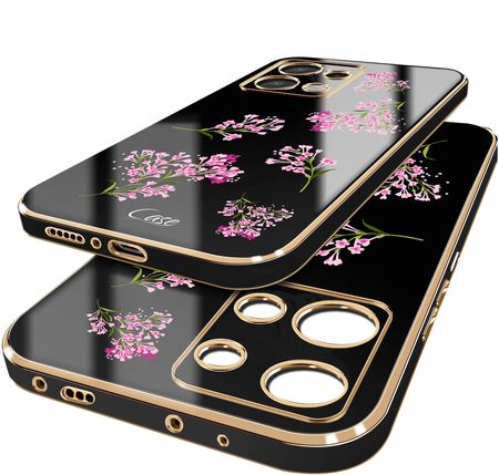 Case Etui Do Xiaomi Redmi Note 13 4G Glamour Ze Złotą Ramką Szkło