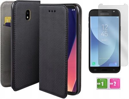 Martech Etui Z Klapką Do Samsung Galaxy J3 2017 Czarny Smart Magnet Szkło Na Ekran