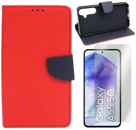 Gsm Hurt Etui Do Samsung Galaxy A35 5G Case Pokrowiec Fancy Diary Czerwone I Szkło