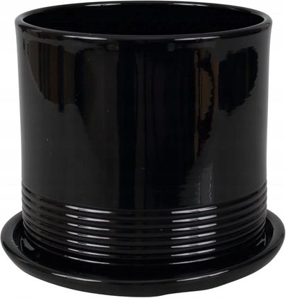 Cermax Doniczka Ceramiczna Z Podstawką Rille Śr 17Cm Czarna