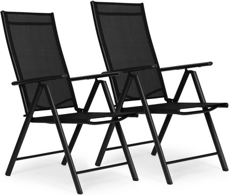 Modern Home Komplet 2 Krzeseł Ogrodowych Składane Stalowe Z Regulacją Oparcia Modernhome Czarne WR1652