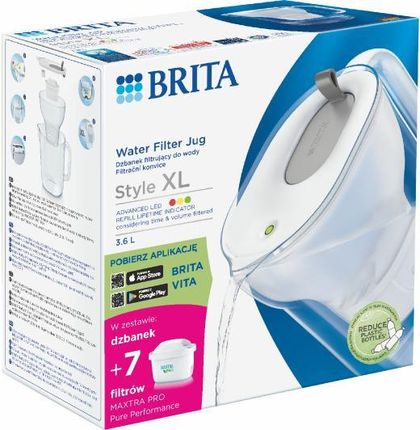 Dzbanek filtrujący BRITA Style XL szary + 7 x MAXTRA PRO Pure Performance