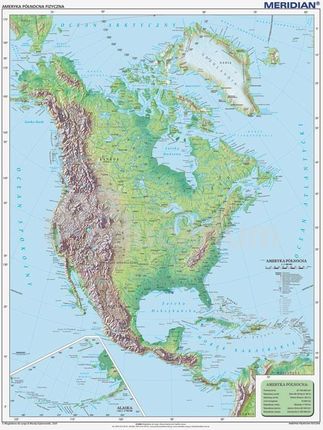 Mapa Fizyczna - Ameryka Północna 160X120 | Skala1:7 000 000