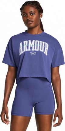 Damski t-shirt crop-top z nadrukiem Under Armour UA HW Scripted WM Crop SS - fioletowy