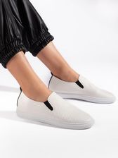 Ażurowe trampki slip on biało-czarne 39