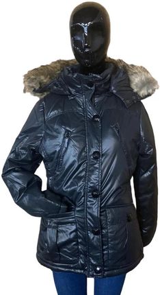 Damska kurtka zimowa z kapturem - czarna Rozmiary XS-XXL: M