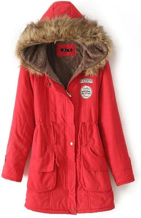 Damska kurtka zimowa z futerkiem Czerwona, rozmiar nr 2 Rozmiary XS-XXL: S