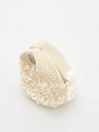 Reserved - Mini torebka z koralikami - złamana biel