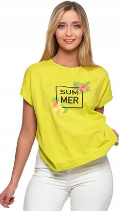 Oversize T-shirt Damski Bluzka 100% Bawełna Kwiaty Lato w Pełni! r Ss