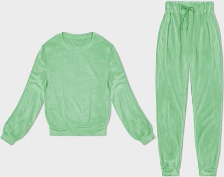 Welurowy dres damski jasny zielony (8C1173-127)