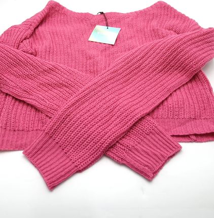 Sweter damski z dzianiny MISSGUIDED, różowy, krótki Rozmiary XS-XXL: M