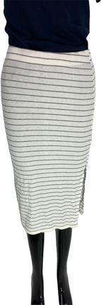Spódnica damska wykonana ze sztucznego jedwabiu, SADIE & SAGE, kolor biały, paski Rozmiary XS-XXL: S