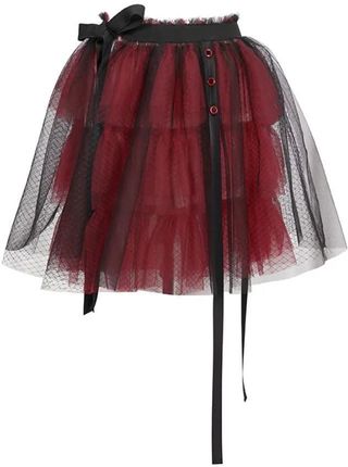 Spódnica damska w stylu punkrockowym - czarno-czerwona - Devil Fashion Rozmiary XS-XXL: M/L