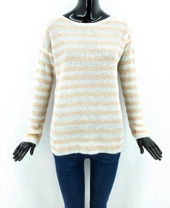 Modny damski sweter moherowy Season, biało-różowy Rozmiary XS-XXL: M