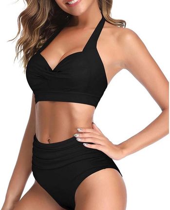 Strój Kąpielowy Dwuczęściowy Bikini Wysoki Stan Kostium Damski Wiązanie M