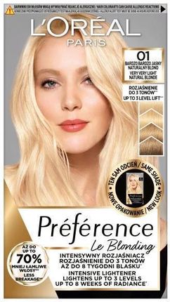 L'Oreal Paris Preference Le Blonding Farba Do Włosów 01 Bardzo Bardzo Jasny Naturalny Blond