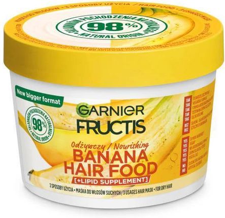 Garnier Fructis Banana Hair Food Odżywcza Maska Do Włosów Suchych 400ml