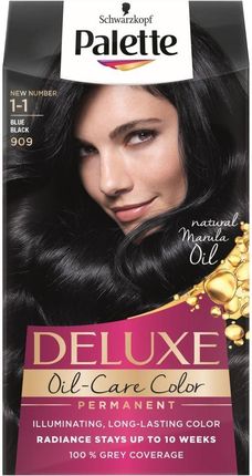 Palette Deluxe Oil-Care Color Farba Do Włosów Trwale Koloryzująca Z Mikroolejkami 909 (1-1) Granatowa Czerń