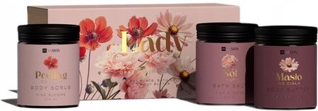 Hiskin Lady Flowers Zestaw Sól Do Kąpieli 200Ml + Peeling Do Ciała 200Ml + Masło Do Ciała 200Ml