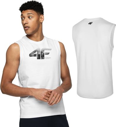 T-shirt męski bokserka 4F biała - XL
