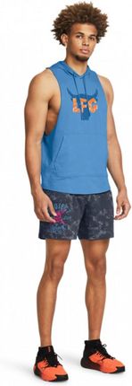 Męskie spodenki treningowe Under Armour Project Rock Rival Terry Printed Shorts - niebieskie