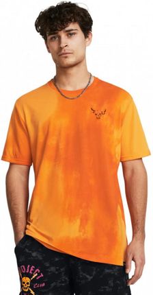 Męski t-shirt z nadrukiem Under Armour Project Rock Raise Hell Cap Sleeve - pomarańczowy