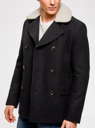 Płaszcz zimowy męski OODJI w kolorze czarnym Rozmiary XS-XXL: S