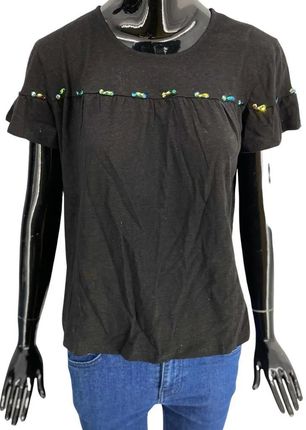 T-shirt damski z krótkim rękawem marki ODEMAI w kolorze czarnym, ozdobiony kryształkami Rozmiary Confection: 38